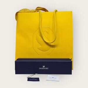 Swarovsky | Bracelet Storage Box w/ Gift Bag | Navy Blue | 8.75 x 2 x 1 in.